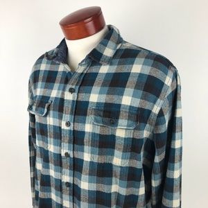 Woolrich 100% Cotton Flannel Blue Gray Button Up